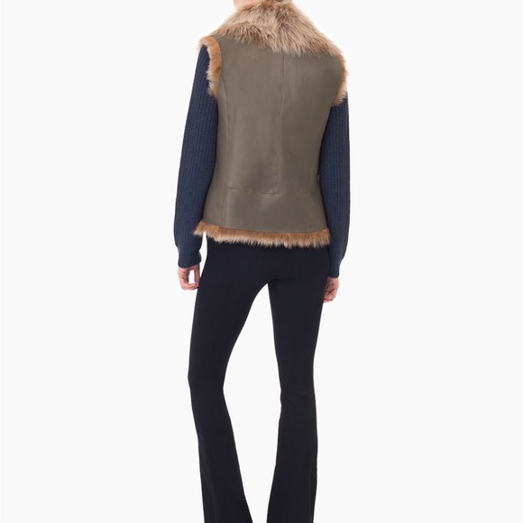 Veronica Beard Brown Fur Trim Vest - Picture 4 of 5